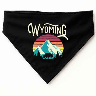 Retro Wyoming WY Mountains State Wildlife USA-Made Doggie Bandana