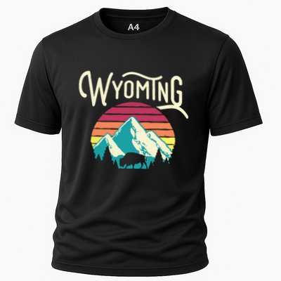 Retro Wyoming WY Mountains State Wildlife Performance Shirt