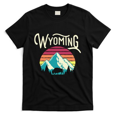 Retro Wyoming WY Mountains State Wildlife T-Shirt
