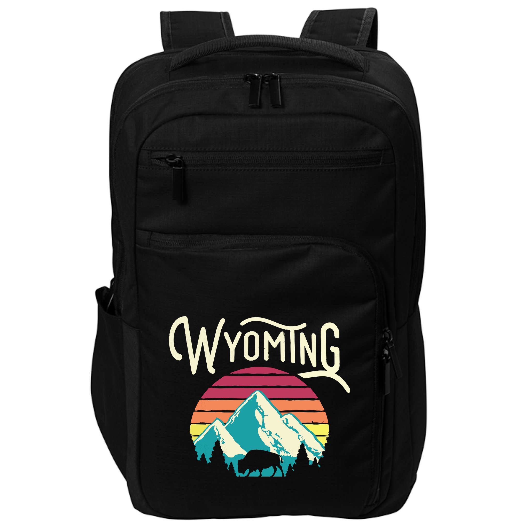Retro Wyoming WY Mountains State Wildlife Impact Tech Backpack