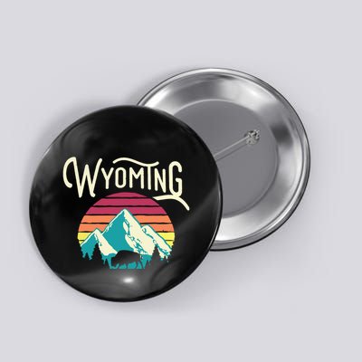 Retro Wyoming WY Mountains State Wildlife Button