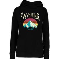 Retro Wyoming WY Mountains State Wildlife Womens Funnel Neck Pullover Hood