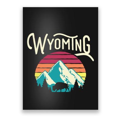 Retro Wyoming WY Mountains State Wildlife Poster