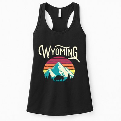 Retro Wyoming WY Mountains State Wildlife Womens Tank Top
