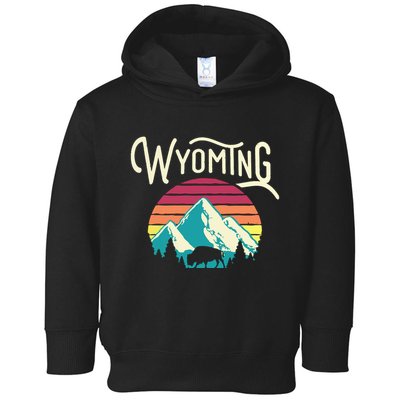 Retro Wyoming WY Mountains State Wildlife Toddler Hoodie