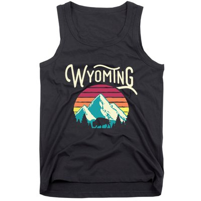 Retro Wyoming WY Mountains State Wildlife Tank Top