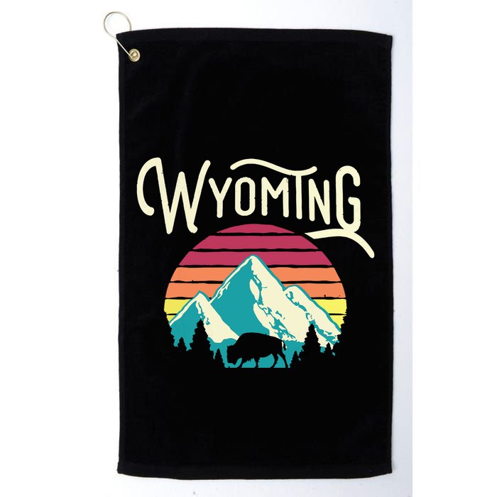 Retro Wyoming WY Mountains State Wildlife Golf Towel