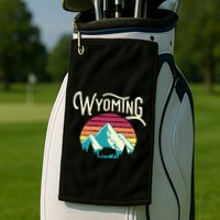 Retro Wyoming WY Mountains State Wildlife Golf Towel