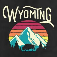 Retro Wyoming WY Mountains State Wildlife Golf Towel