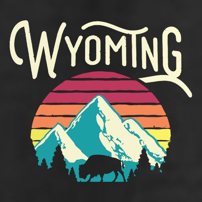 Retro Wyoming WY Mountains State Wildlife Golf Towel