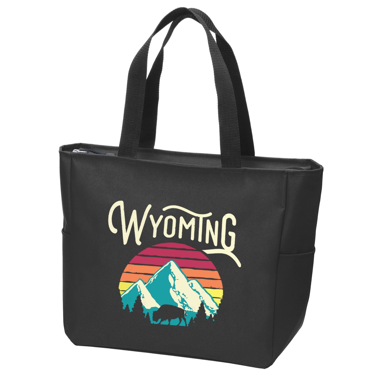 Retro Wyoming WY Mountains State Wildlife Zip Tote Bag