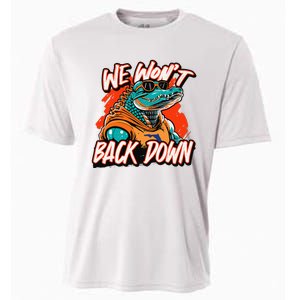 Retro We WonT Back Down Blue And Orange Gator Cooling Performance Crew T-Shirt