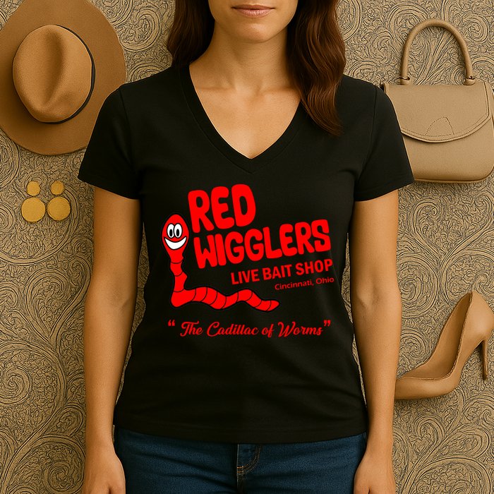 Red Wigglers WKRP In Cincinnati Women's V-Neck T-Shirt