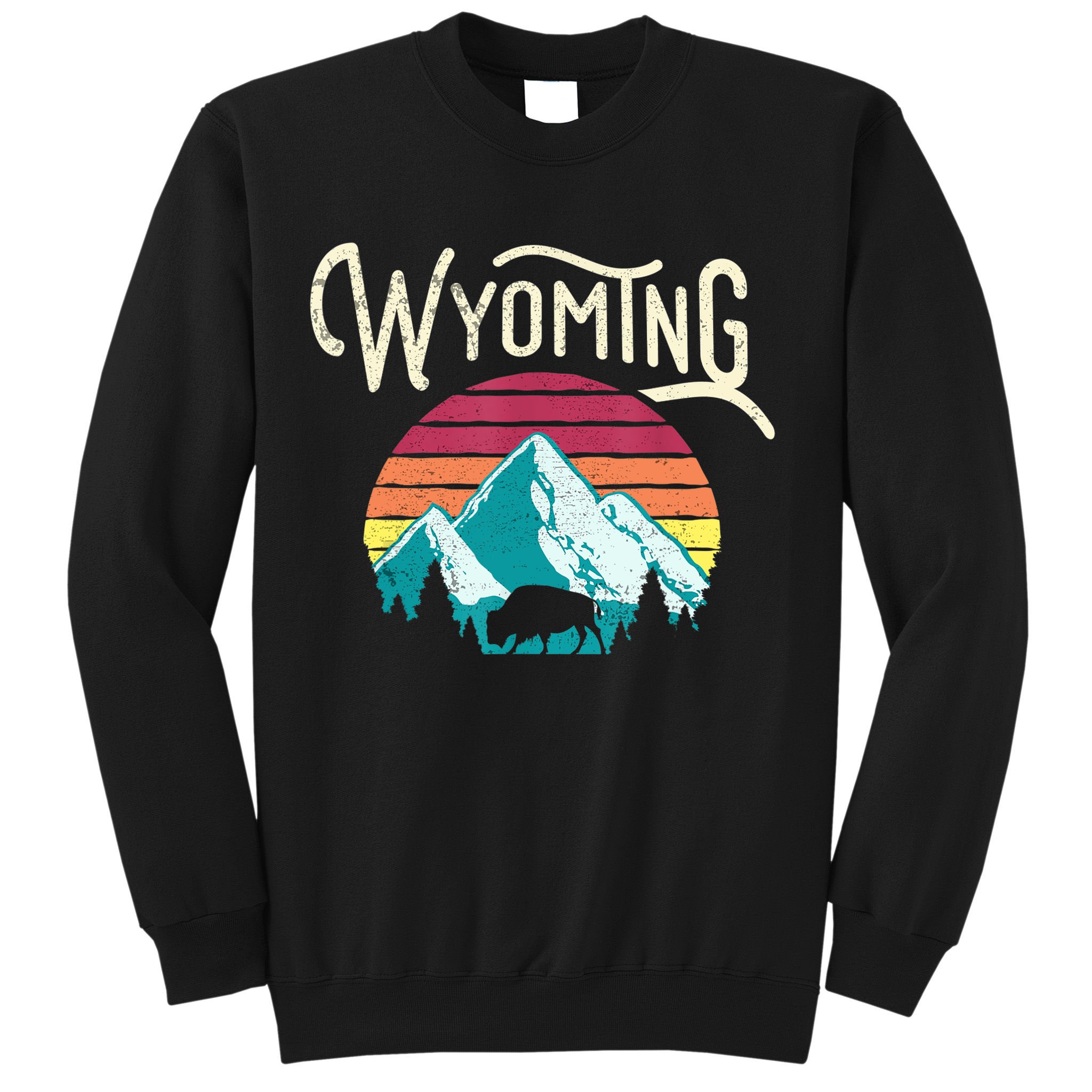 Retro Wyoming, WY Mountains State Wildlife Gift Sweatshirt