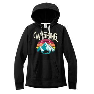 Retro Wyoming, WY Mountains State Wildlife Gift Women's Fleece Hoodie