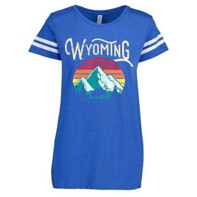 Retro Wyoming, WY Mountains State Wildlife Gift Enza Ladies Jersey Football T-Shirt