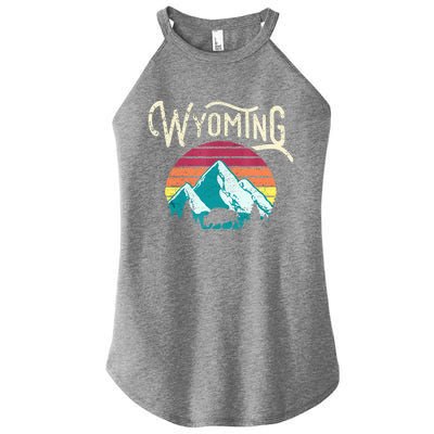 Retro Wyoming, WY Mountains State Wildlife Gift Women's Perfect Tri Rocker Tank