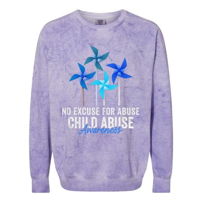 Rainbow We Wear Blue Child Abuse Prevention Month Awareness Colorblast Crewneck Sweatshirt