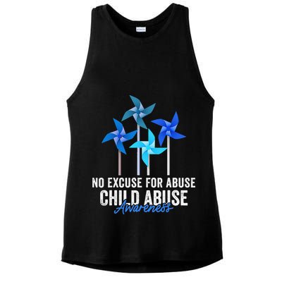 Rainbow We Wear Blue Child Abuse Prevention Month Awareness Ladies PosiCharge Tri-Blend Wicking Tank