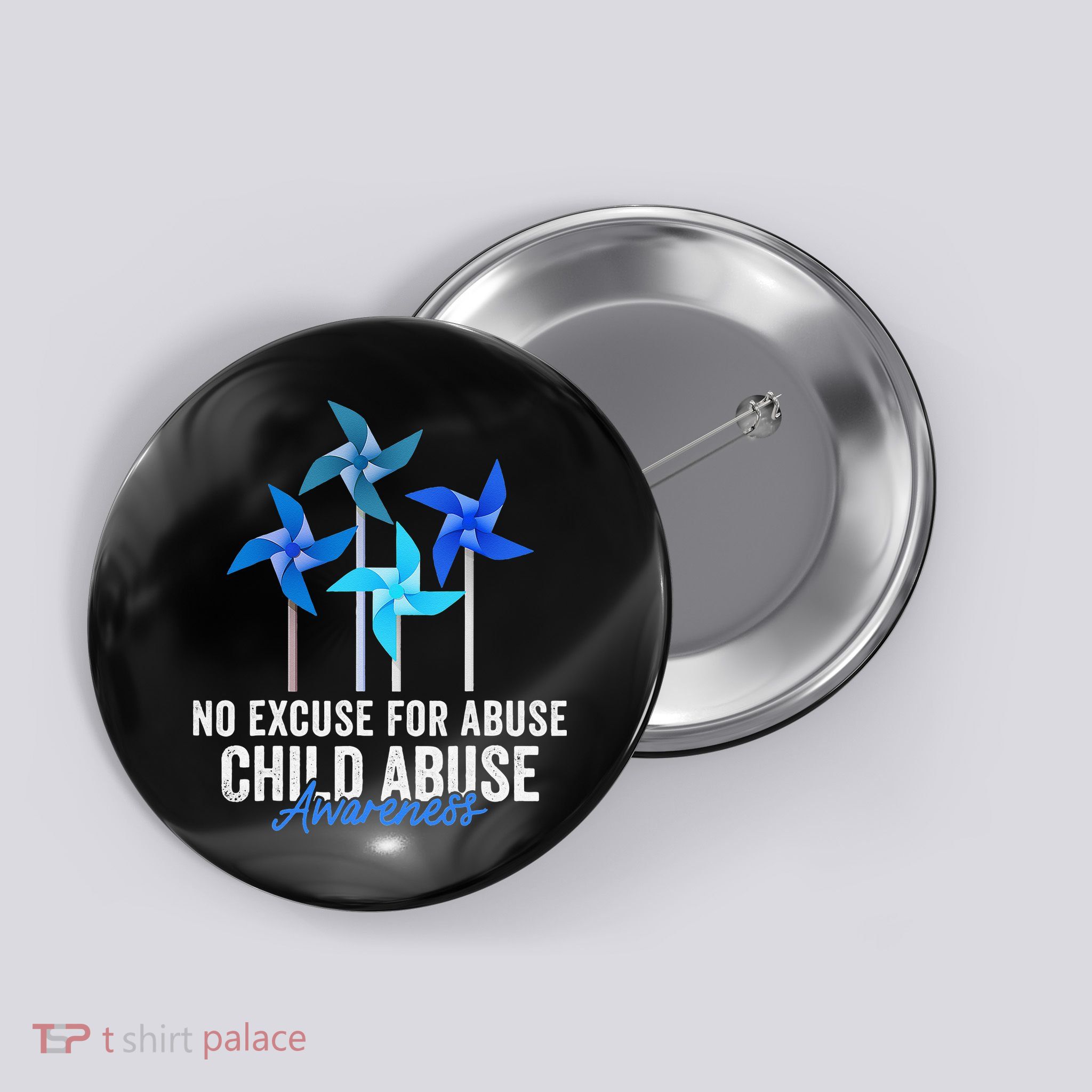 Rainbow We Wear Blue Child Abuse Prevention Month Awareness Button
