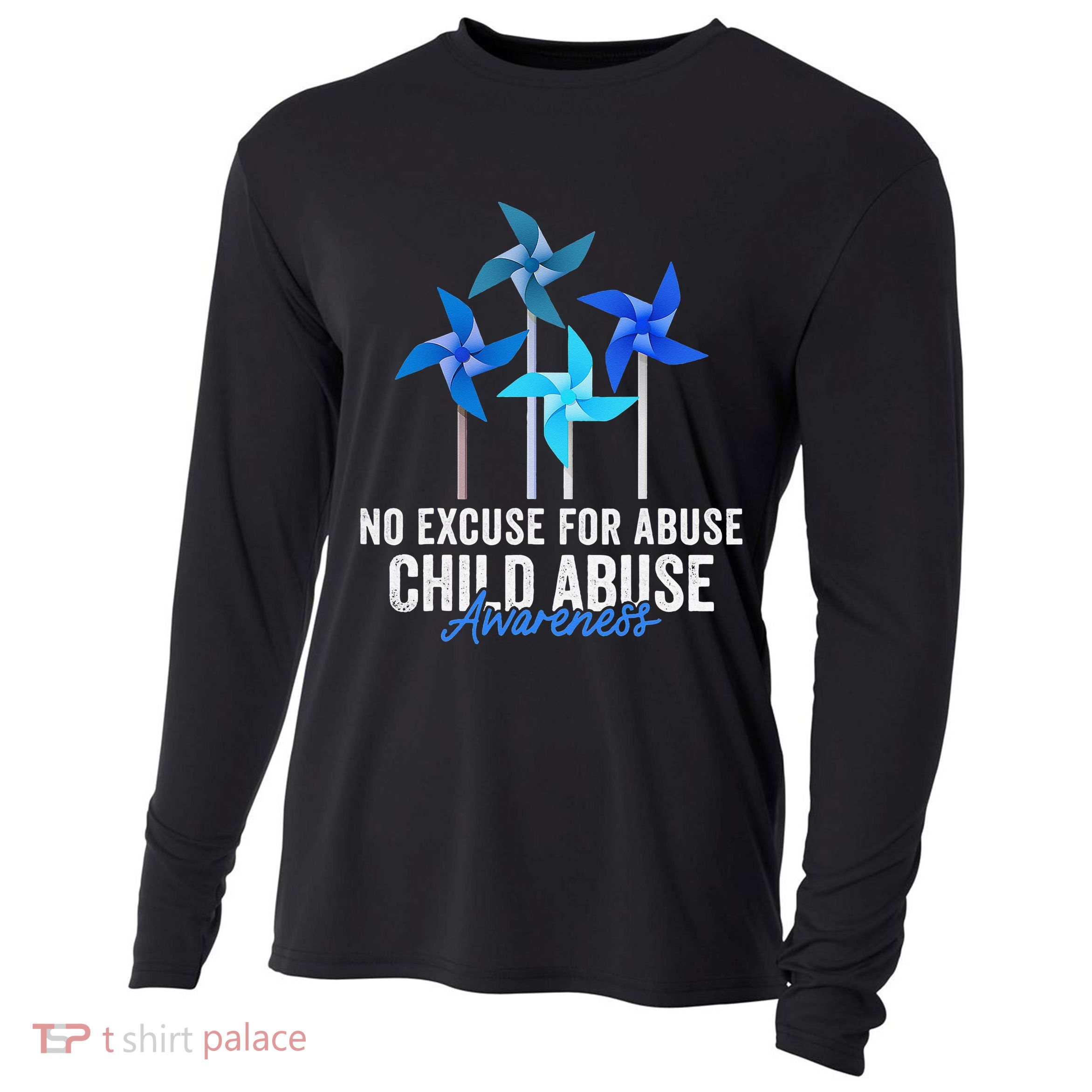 Rainbow We Wear Blue Child Abuse Prevention Month Awareness Cooling Performance Long Sleeve Crew