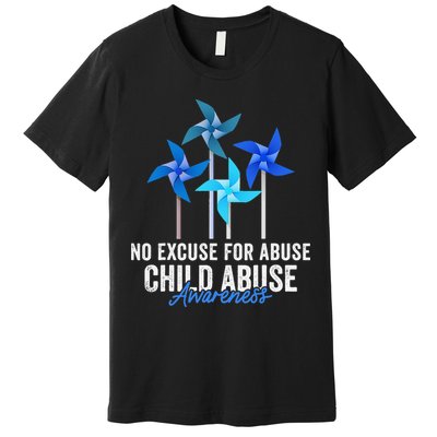 Rainbow We Wear Blue Child Abuse Prevention Month Awareness Premium T-Shirt