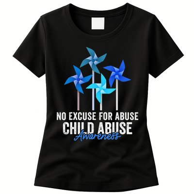 Rainbow We Wear Blue Child Abuse Prevention Month Awareness Womens T-Shirt