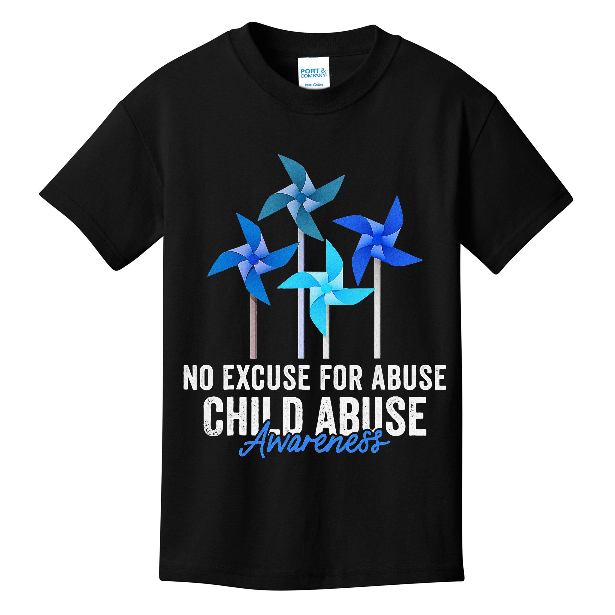 Rainbow We Wear Blue Child Abuse Prevention Month Awareness Kids T-Shirt