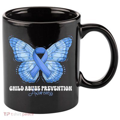 Rainbow We Wear Blue Child Abuse Prevention Month Awareness 11oz C Handle Ceramic Mug