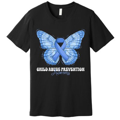 Rainbow We Wear Blue Child Abuse Prevention Month Awareness Premium T-Shirt
