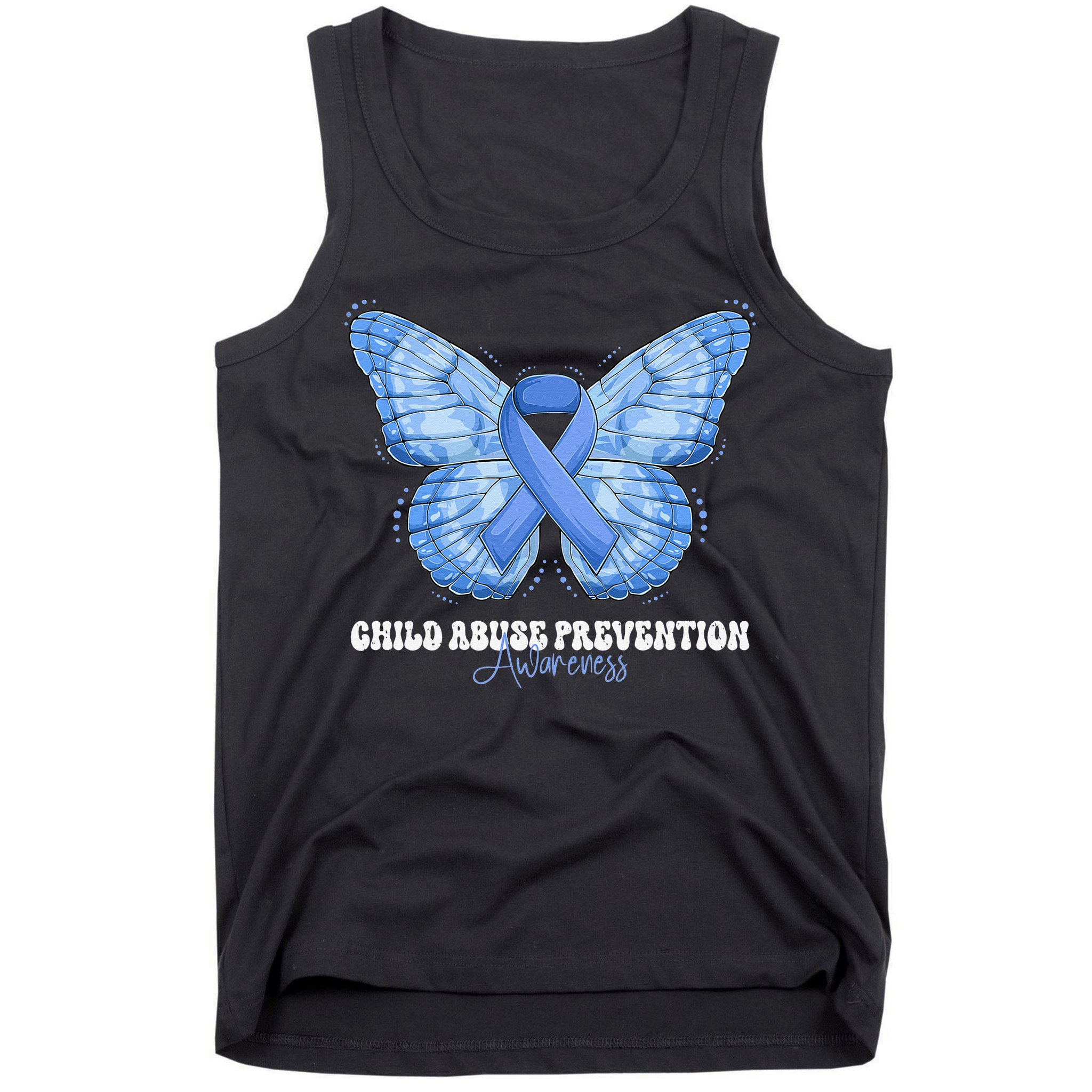 Rainbow We Wear Blue Child Abuse Prevention Month Awareness Tank Top