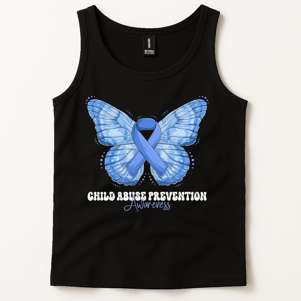 Rainbow We Wear Blue Child Abuse Prevention Month Awareness Tank Top