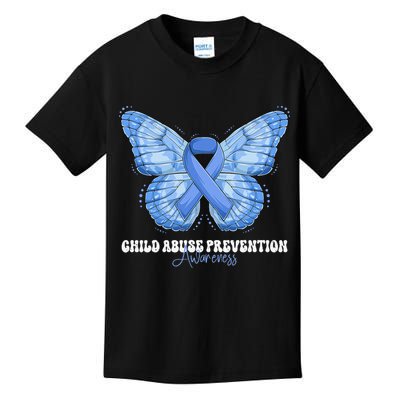 Rainbow We Wear Blue Child Abuse Prevention Month Awareness Kids T-Shirt