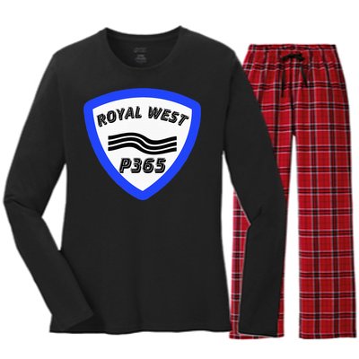 Royal West Wavey Blue P365 Hip Hop Women's Long Sleeve Flannel Pajama Set 