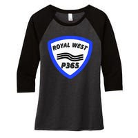 Royal West Wavey Blue P365 Hip Hop Women's Tri-Blend 3/4-Sleeve Raglan Shirt