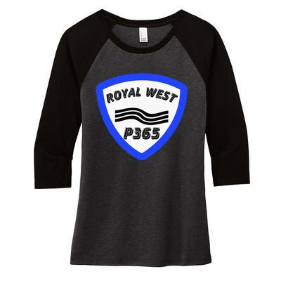 Royal West Wavey Blue P365 Hip Hop Women's Tri-Blend 3/4-Sleeve Raglan Shirt