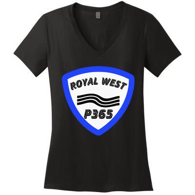 Royal West Wavey Blue P365 Hip Hop Women's V-Neck T-Shirt