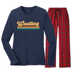 Retro Wrestling Wrestling Women's Long Sleeve Flannel Pajama Set 