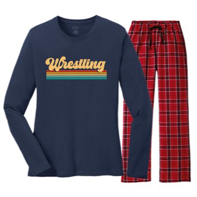 Retro Wrestling Wrestling Women's Long Sleeve Flannel Pajama Set 