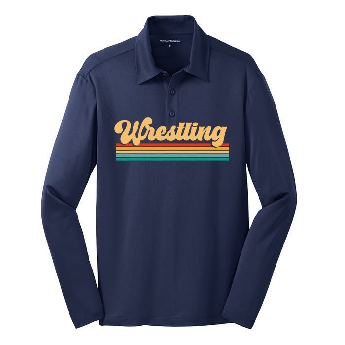 Retro Wrestling Wrestling Silk Touch Performance Long Sleeve Polo