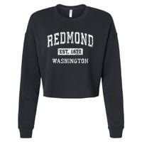 Redmond Washington Wa Vintage Established Sports Cropped Pullover Crew