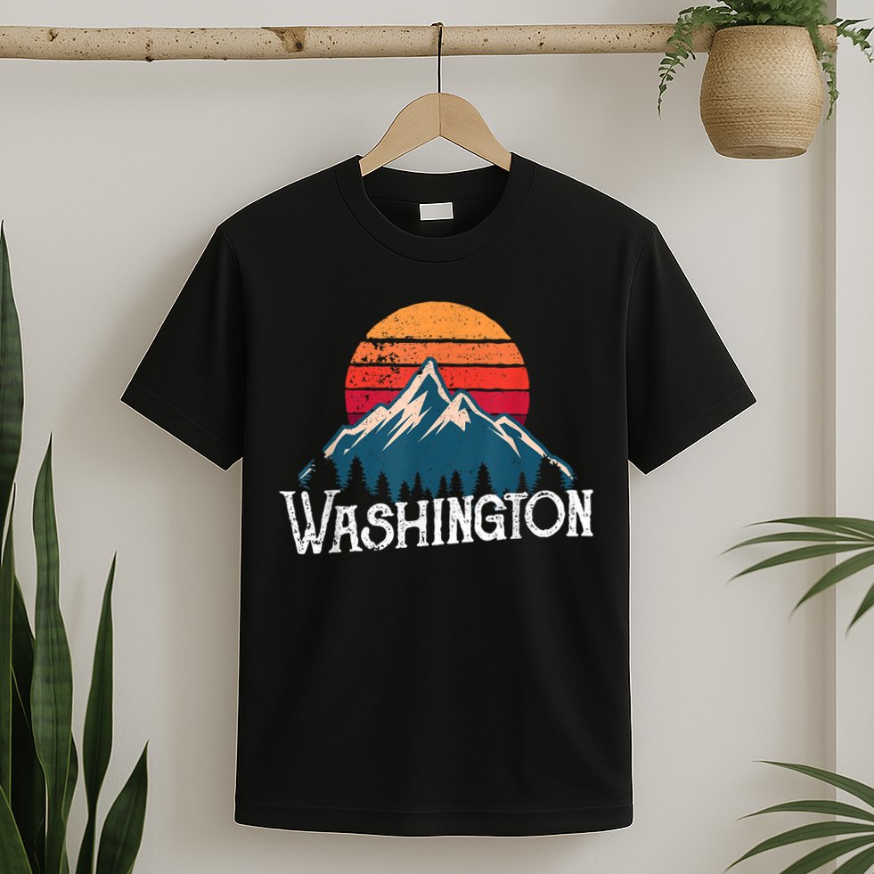 Retro Washington Wn Mountains State Outdoor T-Shirt
