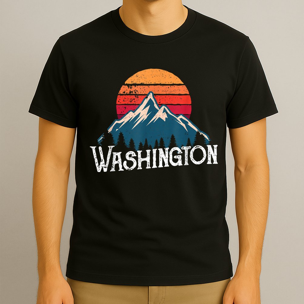Retro Washington Wn Mountains State Outdoor T-Shirt