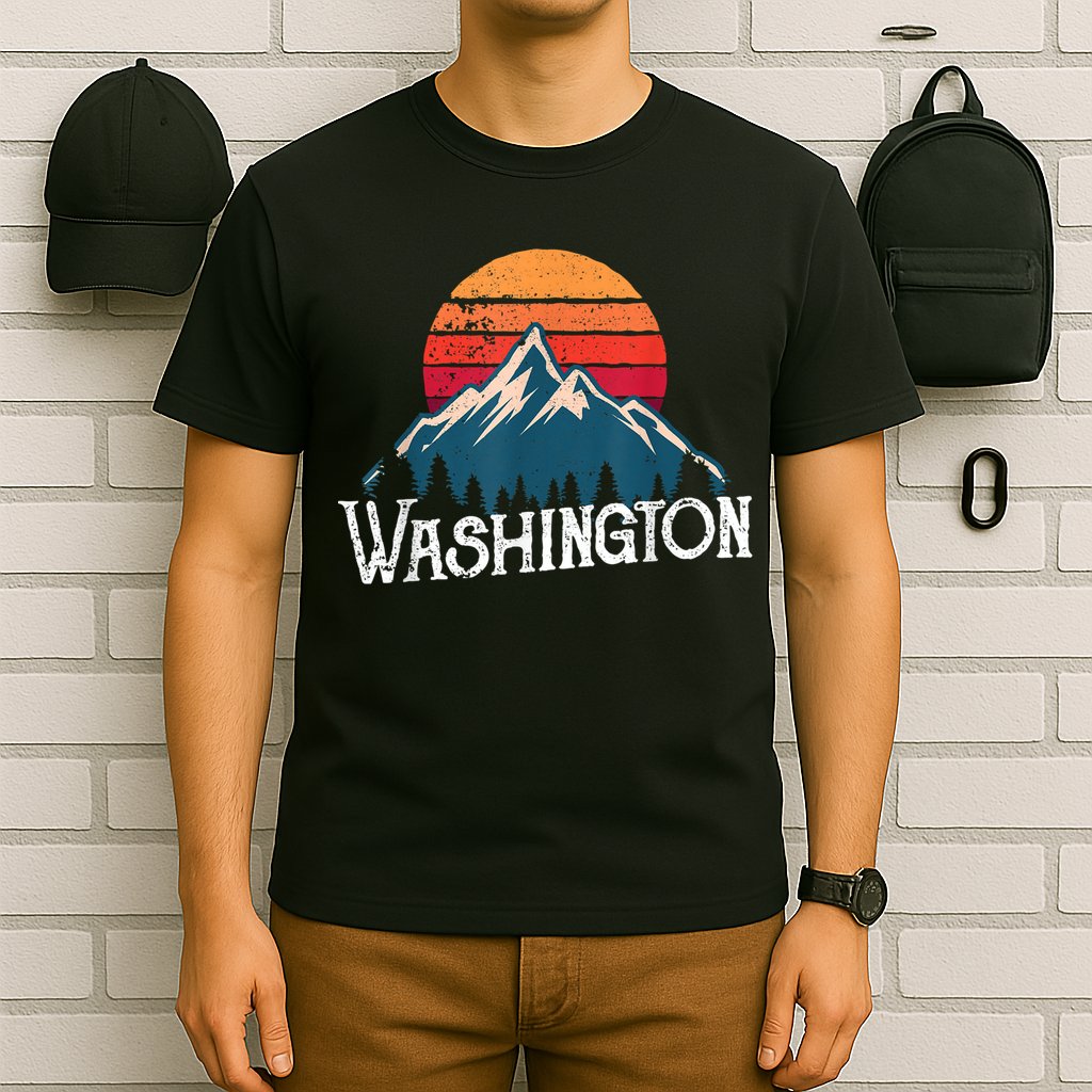 Retro Washington Wn Mountains State Outdoor T-Shirt
