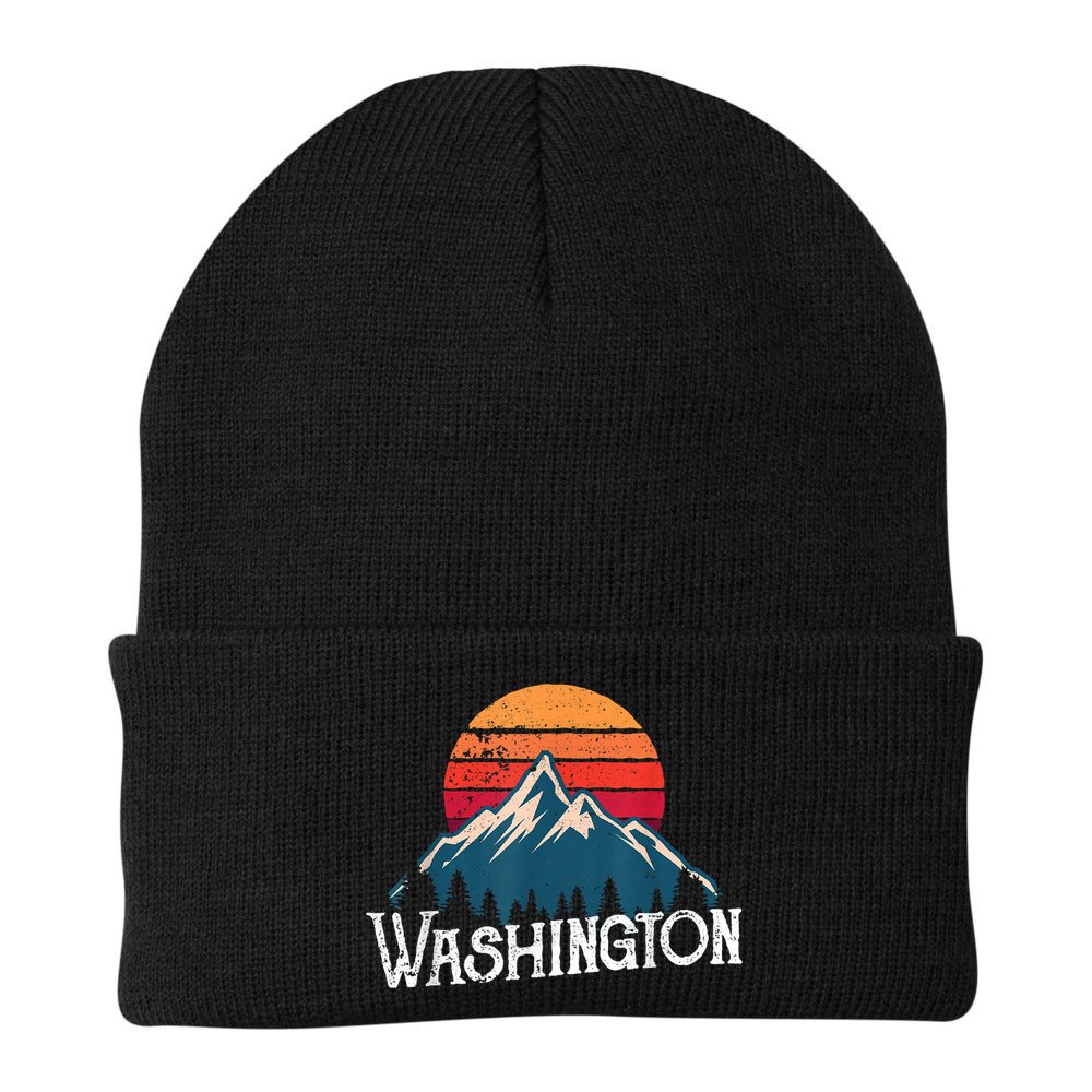 Retro Washington Wn Mountains State Outdoor Beanie