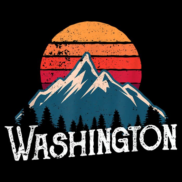 Retro Washington Wn Mountains State Outdoor Drawstring Bag