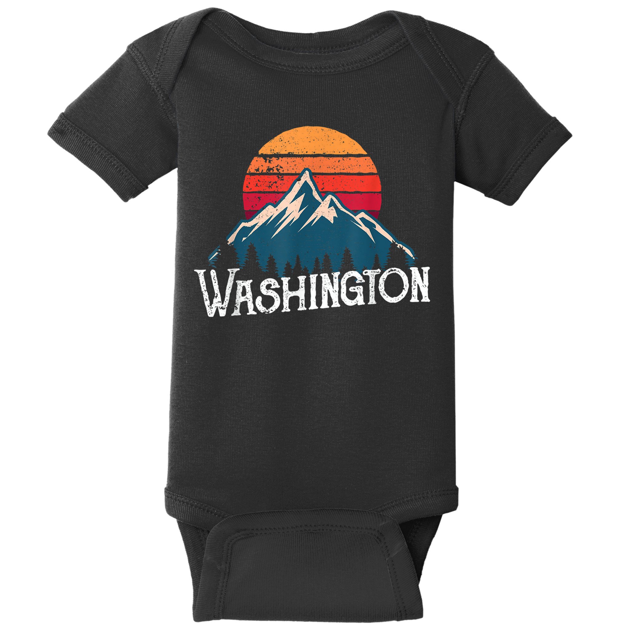 Retro Washington Wn Mountains State Outdoor Baby Bodysuit