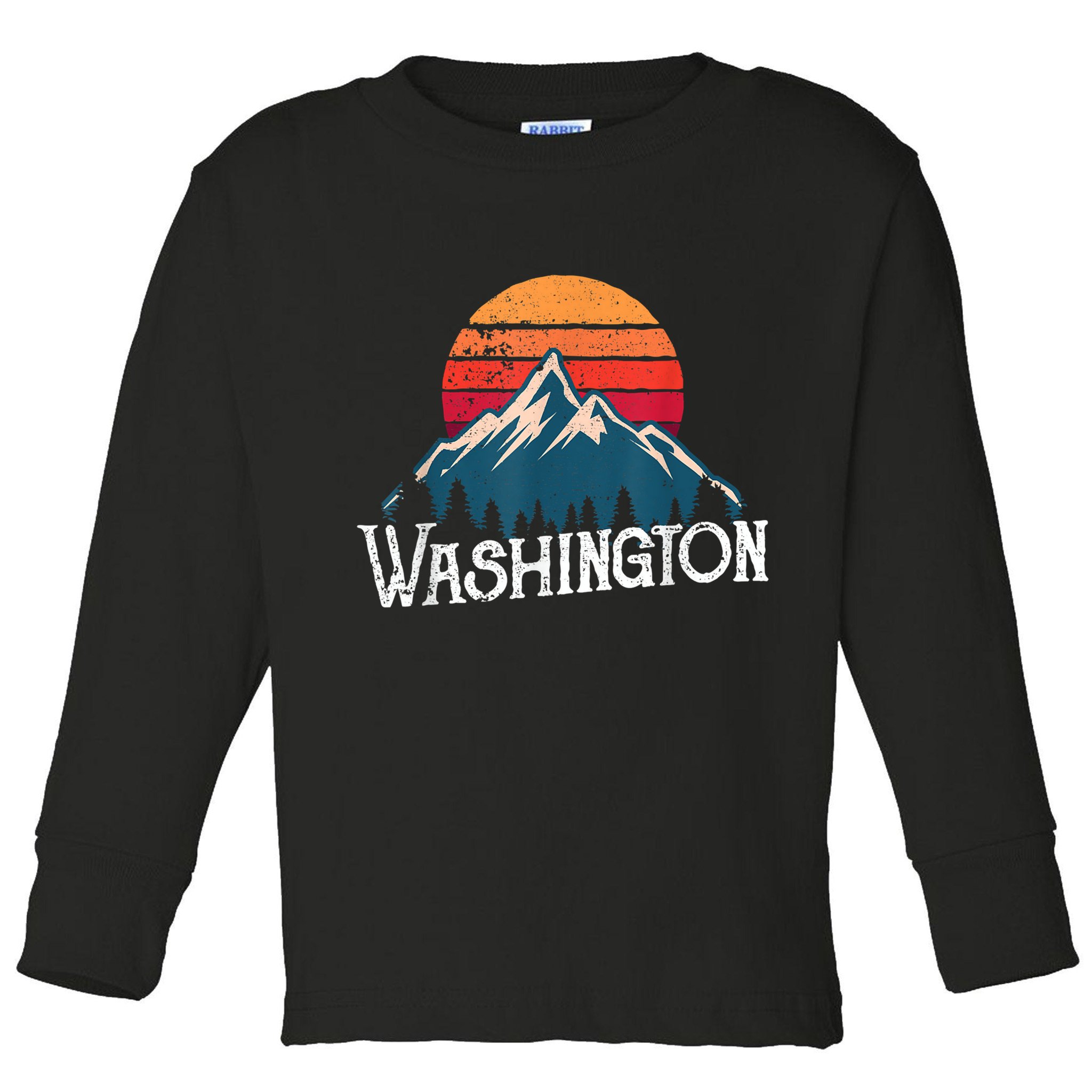 Retro Washington Wn Mountains State Outdoor Toddler Long Sleeve Shirt