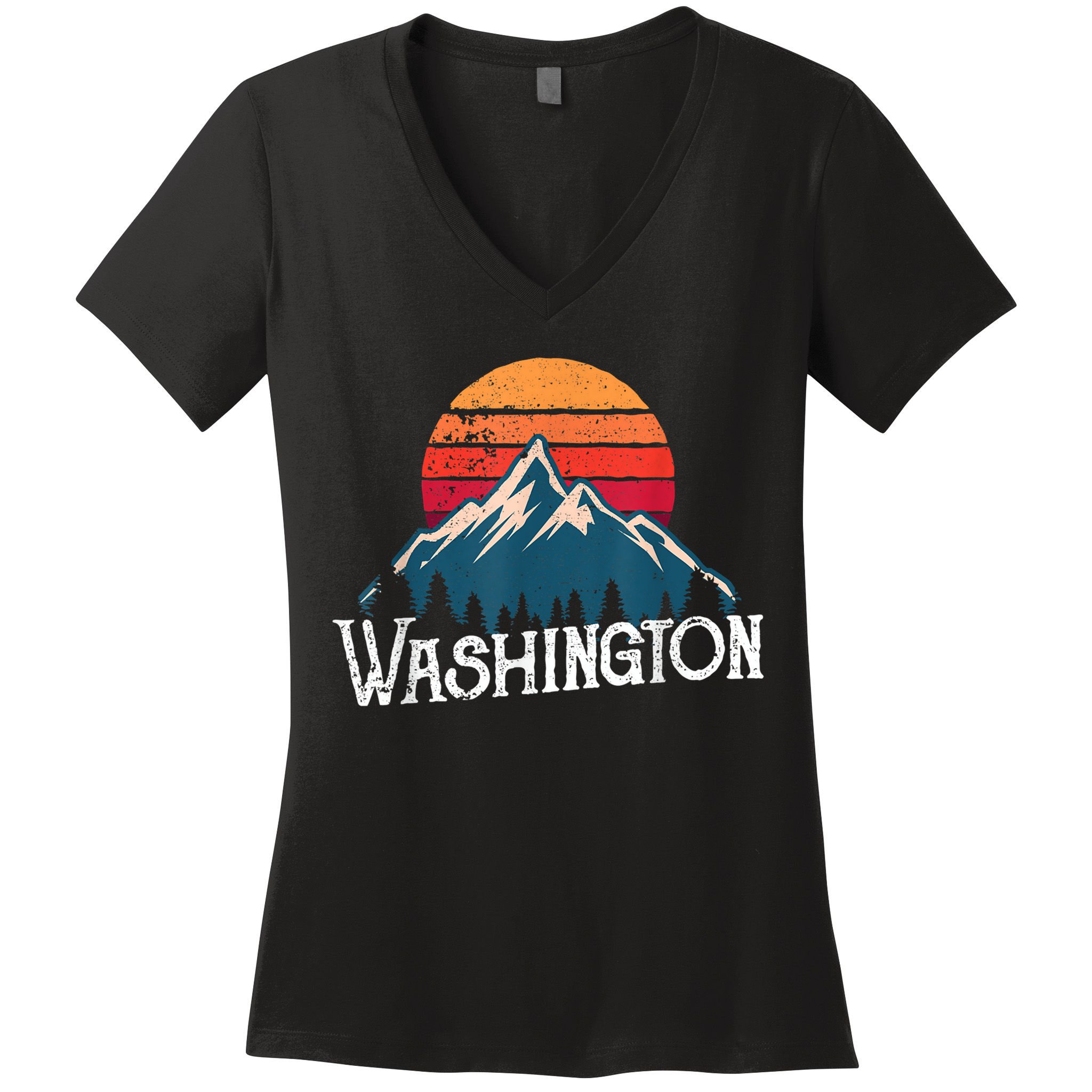 Retro Washington Wn Mountains State Outdoor Women's V-Neck T-Shirt