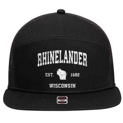 Rhinelander Wisconsin Wi Vintage Established Sports Design 7 Panel Mesh Trucker Snapback Hat